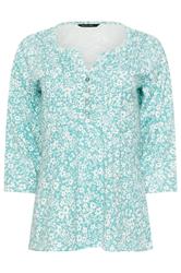 M&Co groene Henley-top met bloemenprint