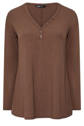 YOURS Curve Chocolate Brown Henley Swing Top