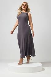 YOURS LONDON Plus Size Grey Metal Buckle Detail Maxi Dress | Yours Clothing 3
