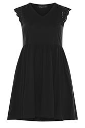 YOURS Curve Black Broderie Anglaise Peplum Dress