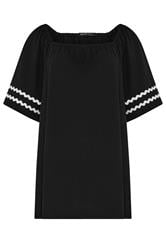 YOURS Curve Black Contrast Trim Square Neck T-Shirt