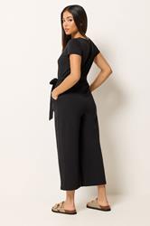 M&Co Petite Black Tie Waist Jumpsuit | M&Co 2