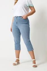 YOURS Plus Size Light Blue Capri AVA Jeans | Yours Clothing 3