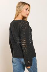 M&Co Black Crochet Button Through Cardigan | M&Co 2