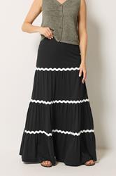 LTS Tall Women's Black Contrast Swirl Cotton Maxi Skirt | Long Tall Sally 1