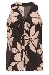 YOURS Curve Brown Floral Tie Front Vest Top