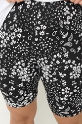 YOURSET 2 PACK Plus Size Black Paisley Print Cycling Shorts | Yours Clothing 8