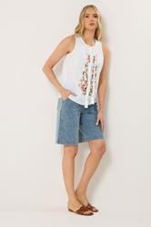 LTS Tall Women's White Floral Embroidered Vest Top | Long Tall Sally 2