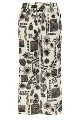 YOURS Curve Natural Brown Summer Print Crinkle Wide Leg Trousers