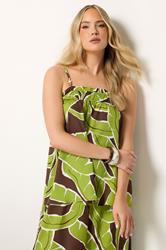 LTS Tall Women's Set Green Palm Leaf Print Top & Skirt | Long Tall Sally 2
