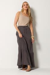 LTS Tall Women's Chocolate Brown Acid Wash Tiered Maxi Skirt | Long Tall Sally 3