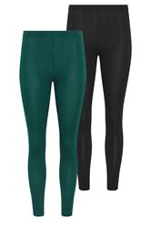 PixieGirl Petite 2 PACK Forest Green & Black Cotton Leggings