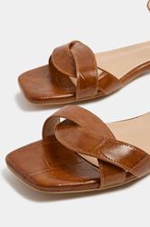 LTS Brown Twisted Low Heel Sandals In Standard Fit | Long Tall Sally 4