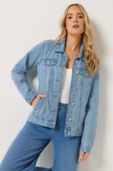 LTS Tall Womens Blue Mid Wash Cotton Denim Jacket | Long Tall Sally 3