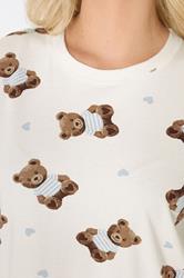 YOURS Plus Size Ivory White Teddy Print Sleep Tee Nightdress | Yours Clothing 5