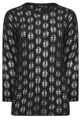 YOURS LUXURY Plus Size Curve Black Open Stitch Knit Jumper | Yours Clothing 7