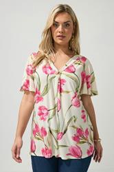 YOURS LONDON Plus Size White Floral Buckle Swing Top | Yours Clothing 3