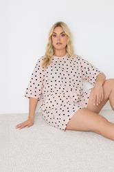 YOURS Plus Size Pink Polka Dot Sleep Tee Top | Yours Clothing 1