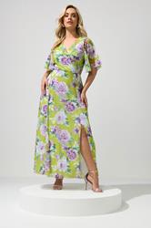 YOURS LONDON Plus Size Green Floral Wrap Dress | Yours Clothing 3
