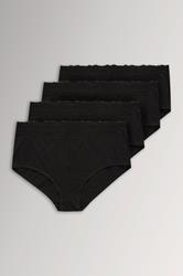 YOURSET 4 PACK Curve Black Lace Trim High Waisted Full Briefs