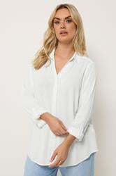 YOURS Plus Size Ivory White Ribbed Shirt | Yours Clothing 3