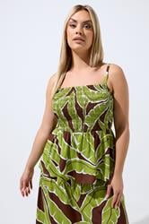 LIMITED COLLECTION Plus Size Green Palm Leaf Vest Top | Yours Clothing 1