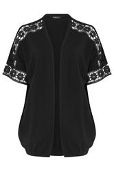 YOURS Curve Black Crochet Sleeve Kimono