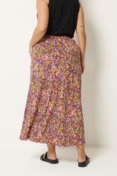 YOURS Plus Size Pink Floral Print Maxi Skirt | Yours Clothing  2