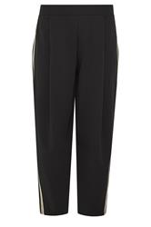 PixieGirl Petite Women's Black Side Stripe Detail Barrel Leg Trousers | PixieGirl 5