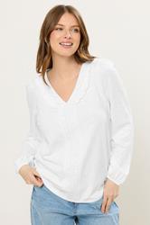 M&Co White Frill Detail Cotton Blouse | M&Co 1