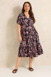 EVANS Plus Size chocolate Brown Floral Tiered Dress | Evans 3