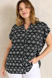 EVANS Plus Size Black Broderie Short Sleeve Shirt | Evans 3