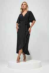 YOURS LONDON Plus Size Black Ruffle Hem Wrap Dress | Yours Clothing 1