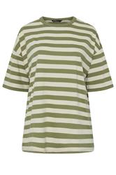 YOURS T-shirt droit vert kaki et crème