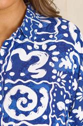 EVANS Plus Size Blue Abstract Print Blouse | Evans 4
