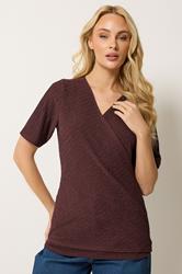 M&Co Rust Brown Textured Wrap Top | M&Co 3