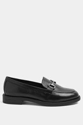 Black Metal Trim Loafers In Wide E Fit | Yours Clothing 5