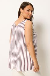 YOURS Plus Size Purple Stripe Button Vest Top | Yours Clothing 2