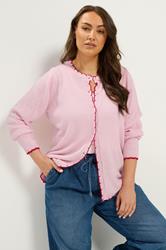 YOURS Plus Size Pink Scallop Edge Cardigan | Yours Clothing 3