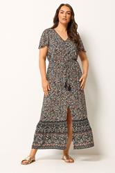 YOURS Plus Size Black Ditsy Floral Border Detail Dress | Yours Clothing 2