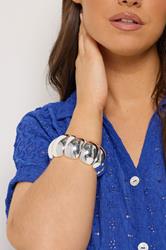 Silver Tone Statement Bead Stretch Bracelet | Yours Clothing 1