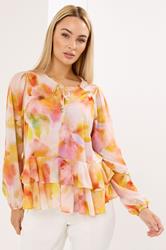 STAR Orange Abstract Frill Hem Blouse | StarByJM 3