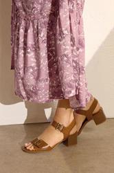 LTS Brown Buckle Block Heel In Standard Fit | Long Tall Sally 1