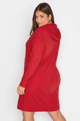 YOURS Plus Size Curve Red Pocket Hoodie Dress