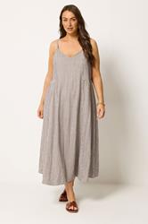 YOURS Plus Size Brown Stripe Maxi Dress | Yours Clothing 1