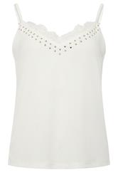 STAR White Stud Detail Lace Cami Top