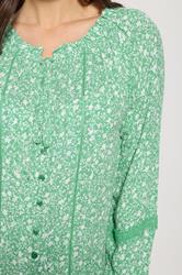 M&Co Green Floral Trim Detail Tie Neck Blouse | M&Co 5