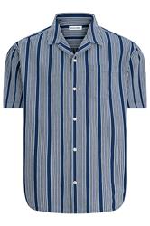 JACK & JONES Big & Tall Blue Stripe Resort Shirt | BadRhino 2