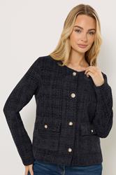 M&Co Navy Blue Boucle Button Up Jacket | M&Co 1