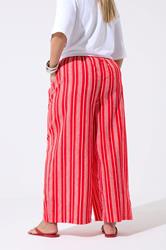 LIMITED COLLECTION Plus Size Red Striped Crinkle Wide Leg Trousers | Yours Clothing 2